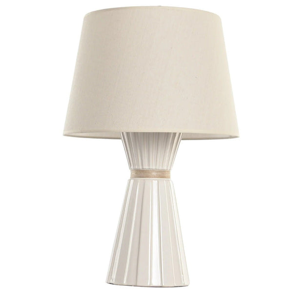 White Porcelain and Linen Table Lamp
