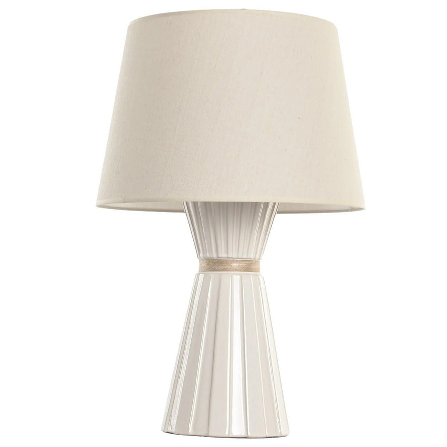 White Porcelain and Linen Table Lamp