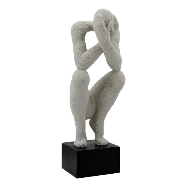 Large White Resin Figure on Black Base - 47 cm