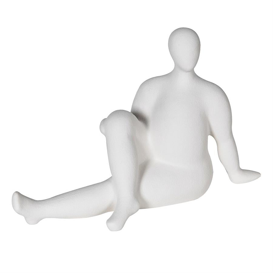 White Resin Sitting Lady Figure - LUXONAS