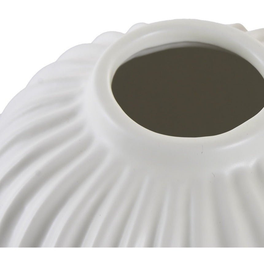 White Ribbed Ceramic Bud Vase