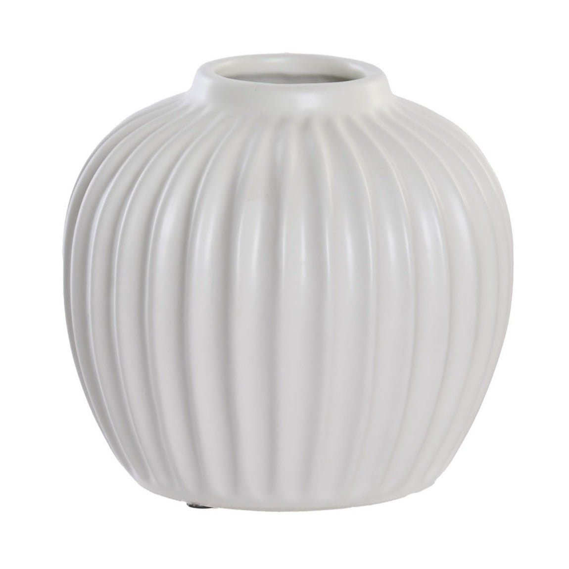 White Ribbed Ceramic Bud Vase