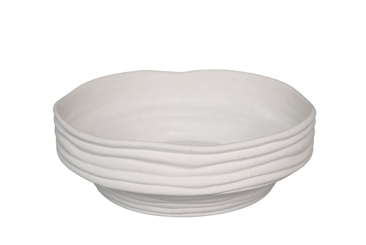 White Rippled Ceramic Decorative Bowl