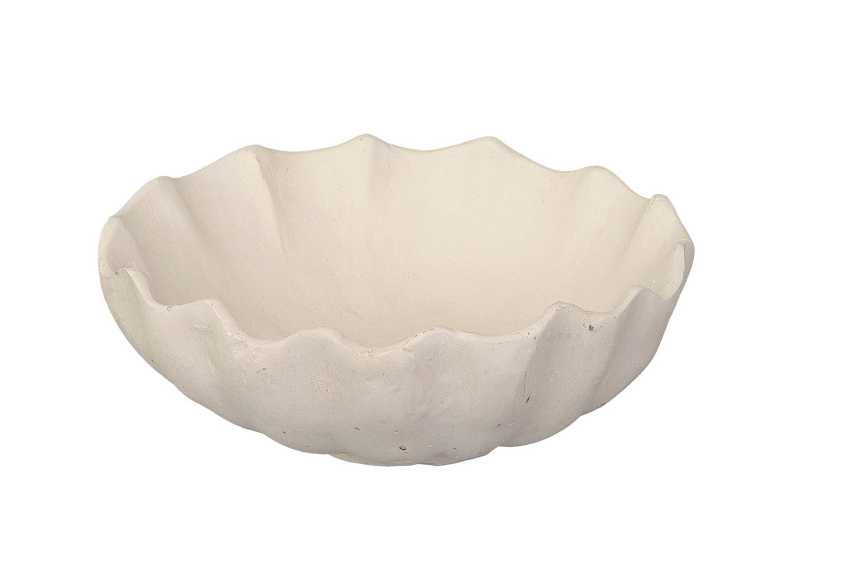 White Scalloped Cement Centrepiece Bowl
