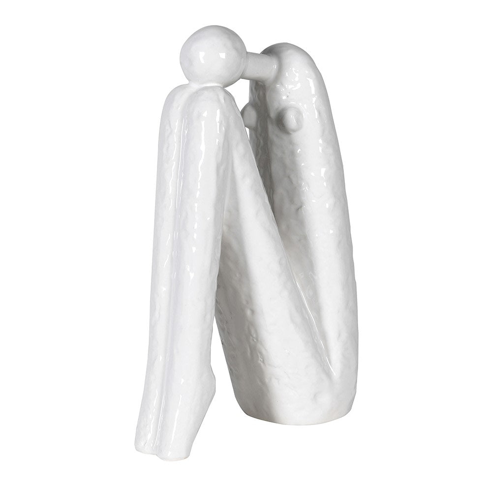 Elegant White Sitting Figure Sculpture
