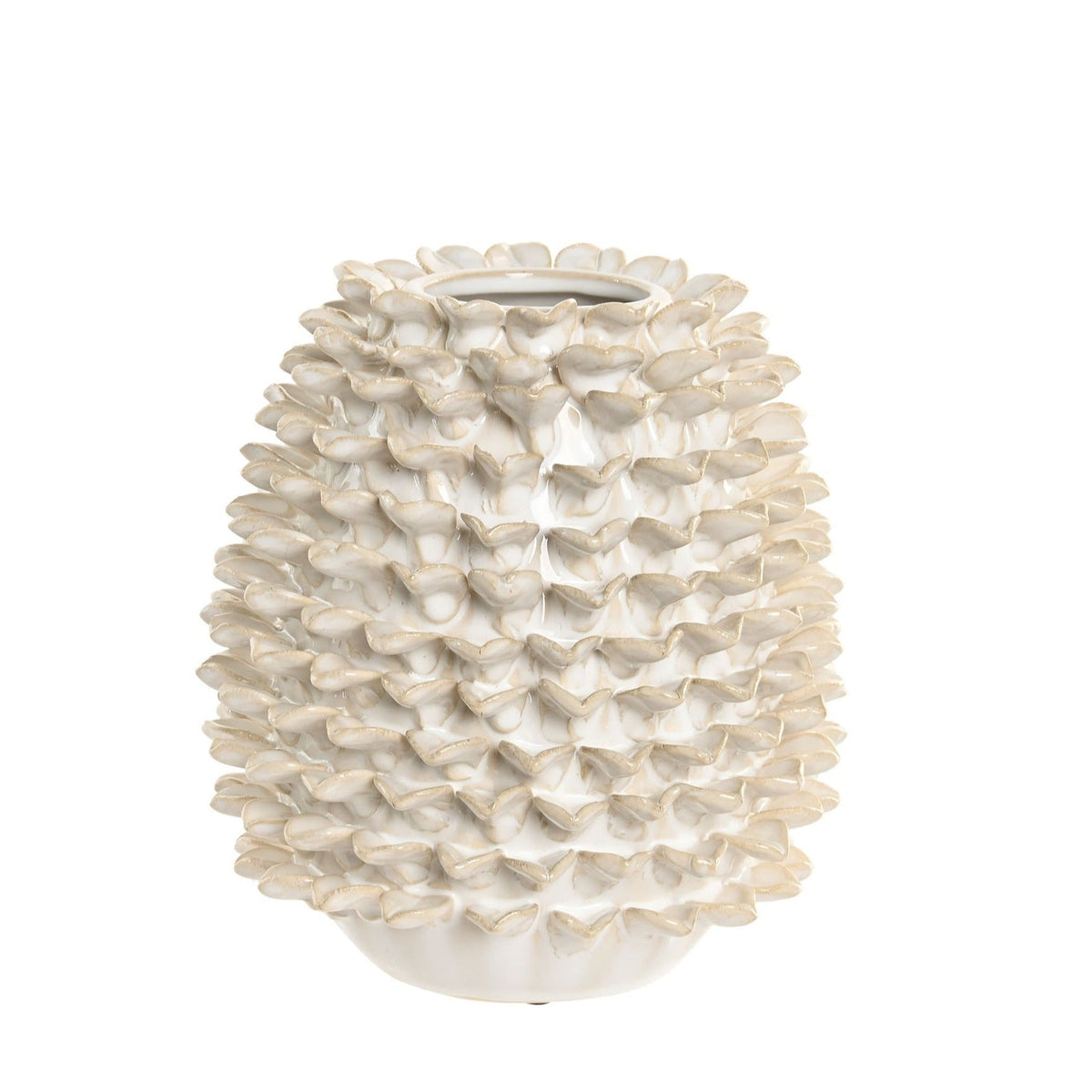 White Spiked Stoneware Vase