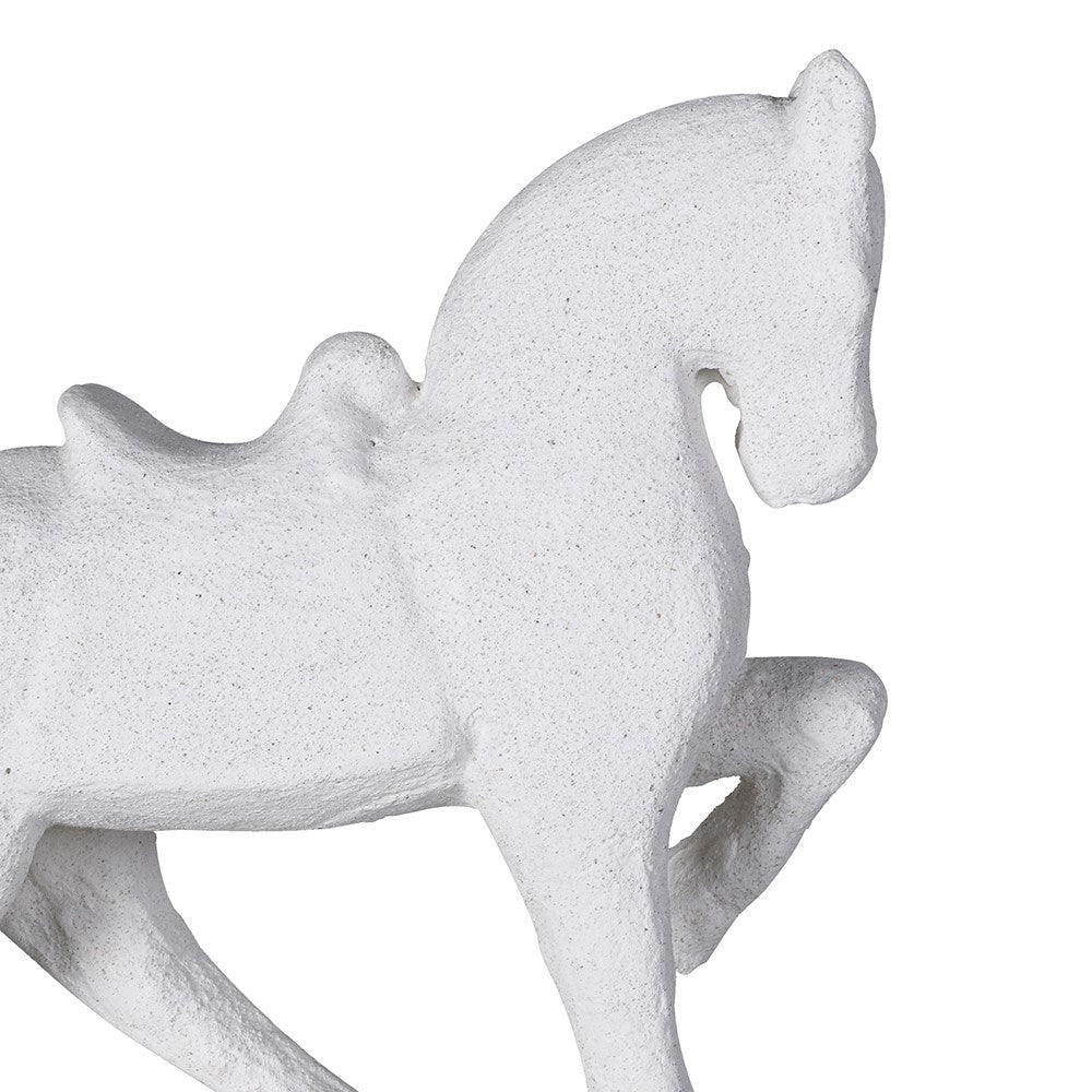 White Stone Effect Prancing Horse Figurine - LUXONAS