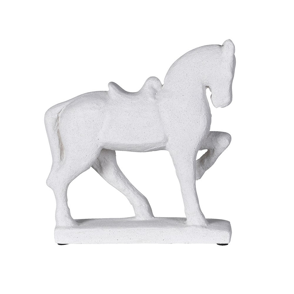 White Stone Effect Prancing Horse Figurine - LUXONAS
