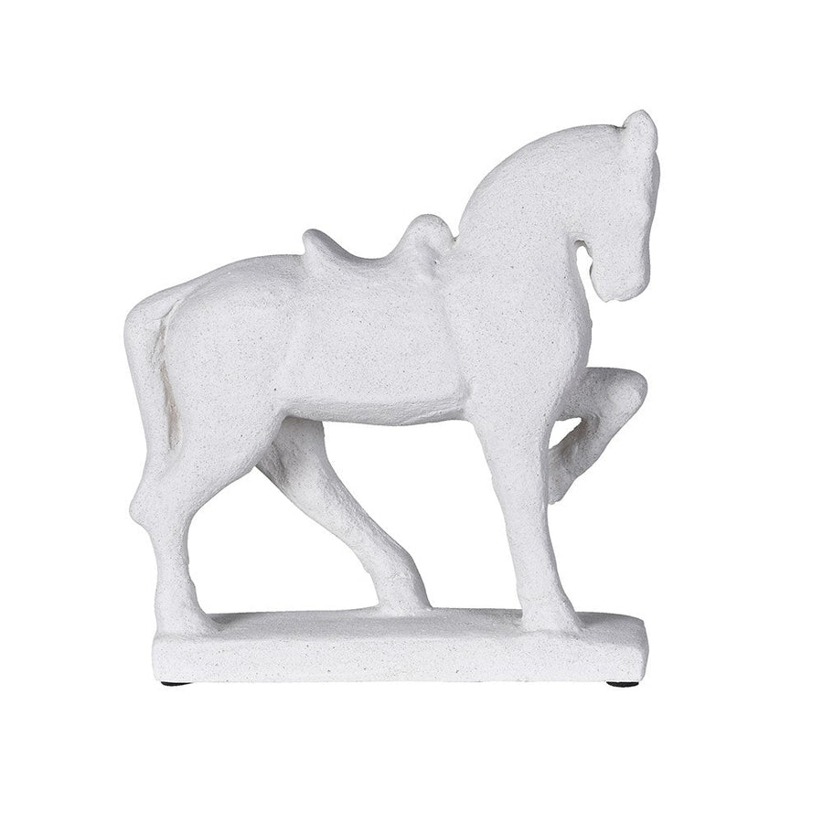 White Stone Effect Prancing Horse Figurine