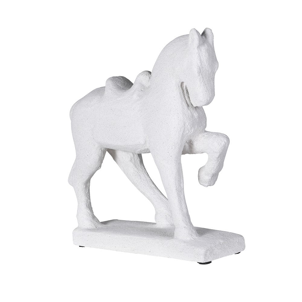 White Stone Effect Prancing Horse Figurine - LUXONAS