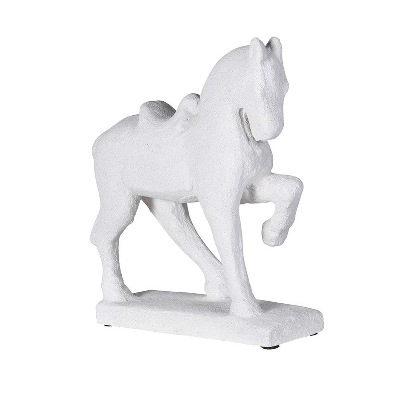 White Stone Effect Prancing Horse Figurine