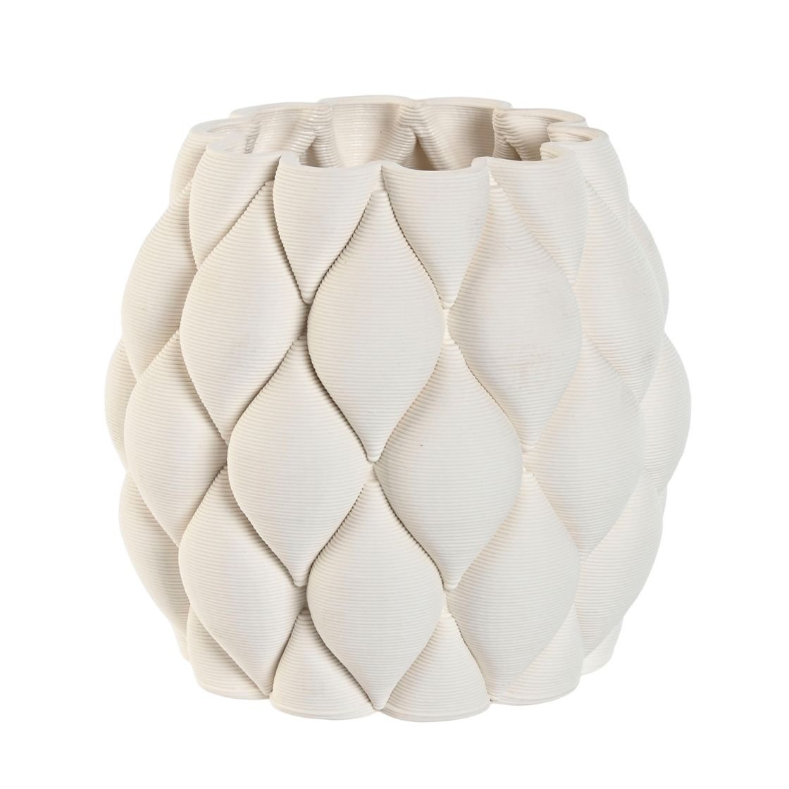 White Stoneware Diamond Vase - 15cm