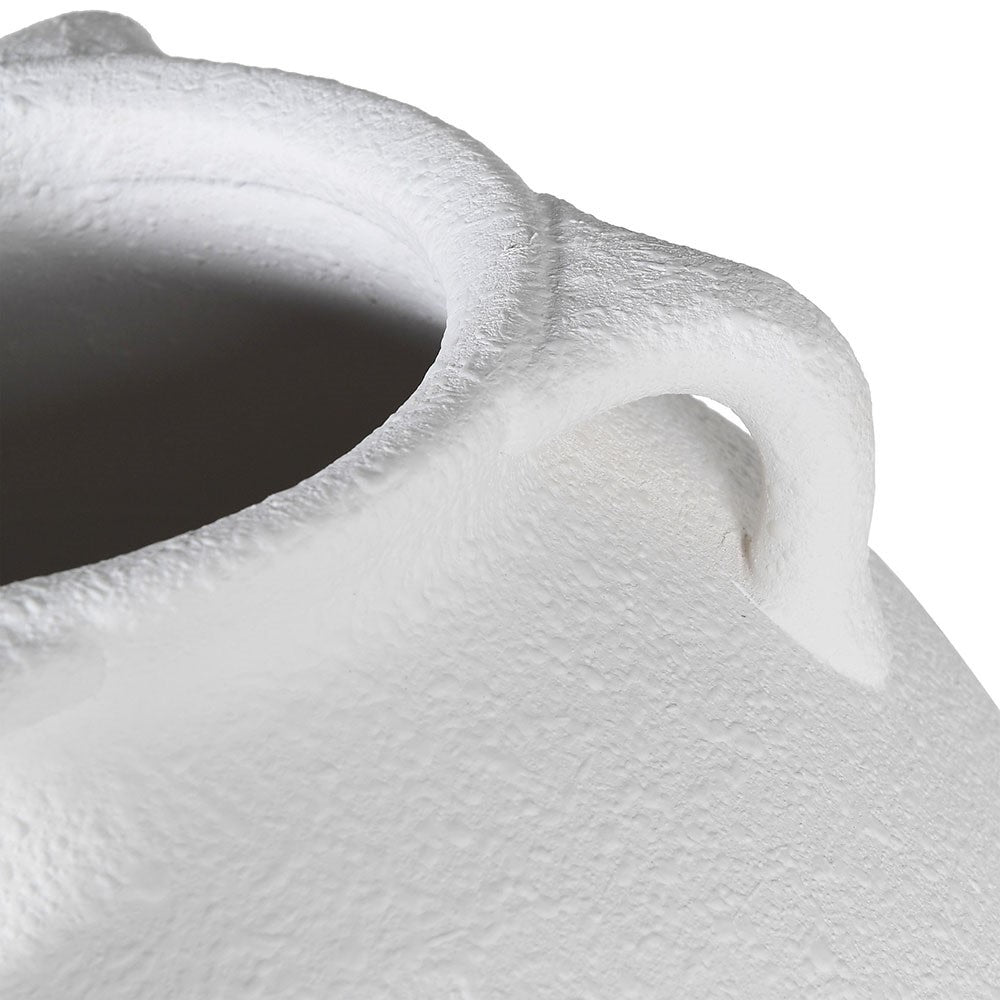 White Terracotta Vase w/Handles - LUXONAS