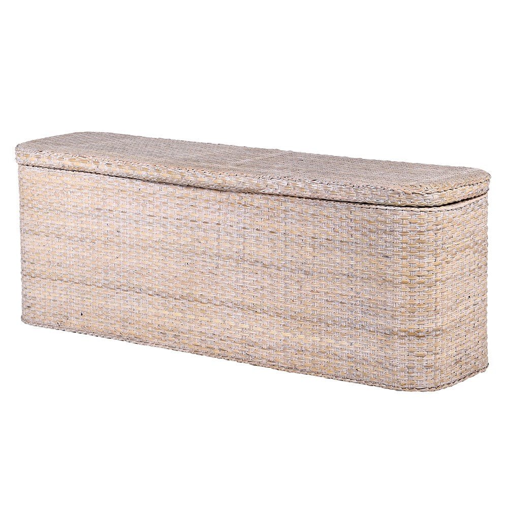 White Wash Rattan Bedding Box - LUXONAS
