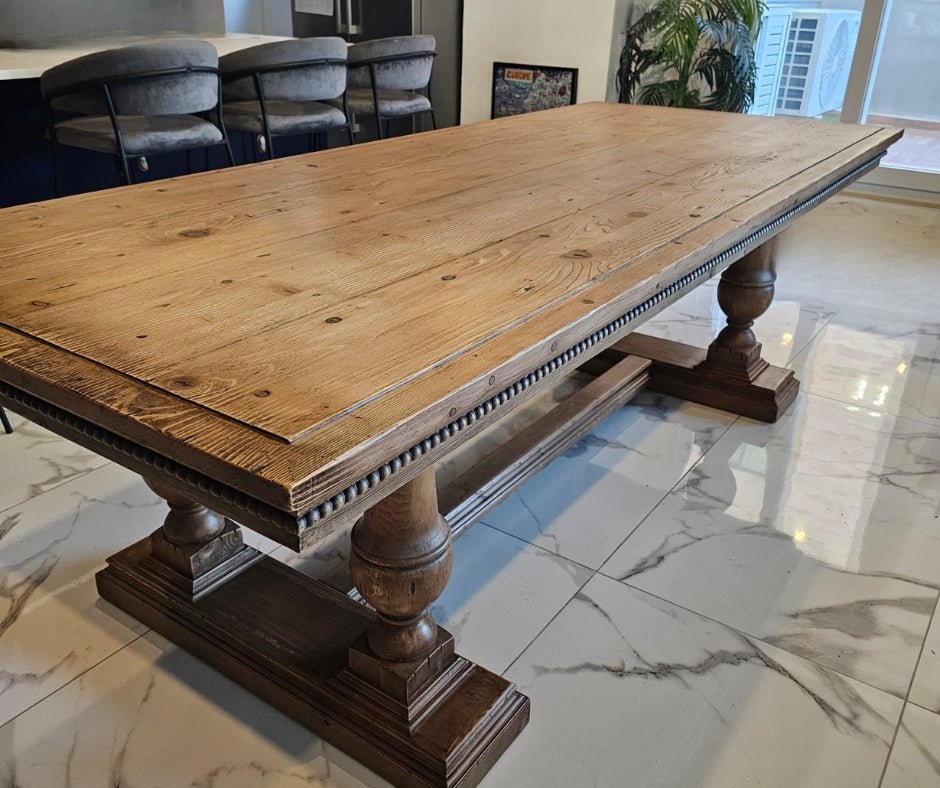 Wooden Shaped Leg Dining Table - LUXONAS