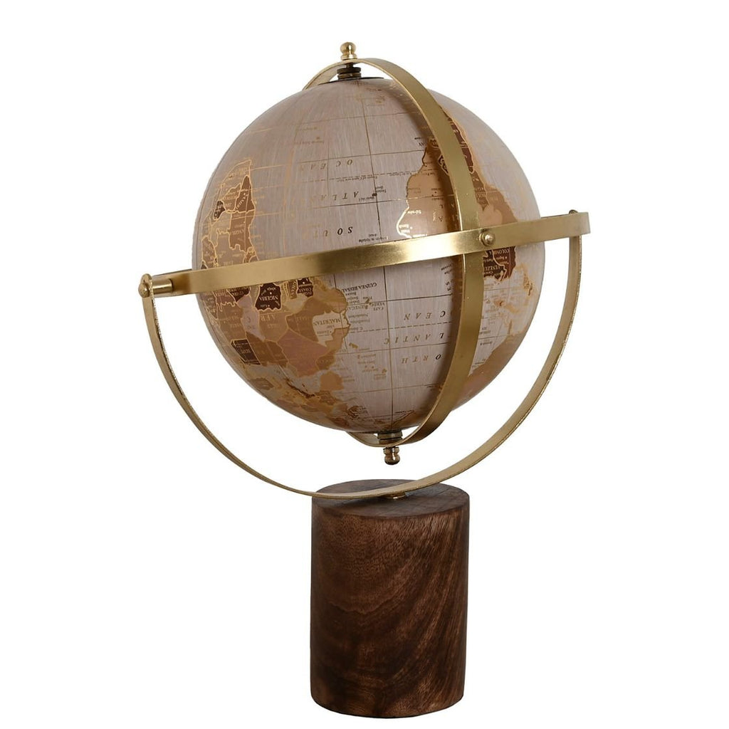 World Globe on Round Mango Wood Base - 39cm