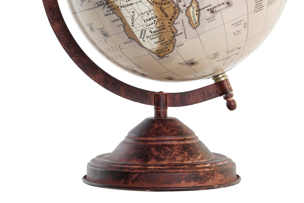 World Globe on Rust Metal Base - LUXONAS