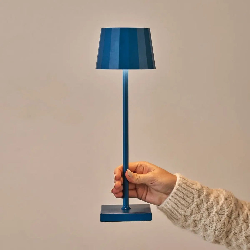 Wouter Delftware Blue Rechargeable Table Lamp | Wireless Charging & 120 - Hour Battery Life - LUXONAS HOME