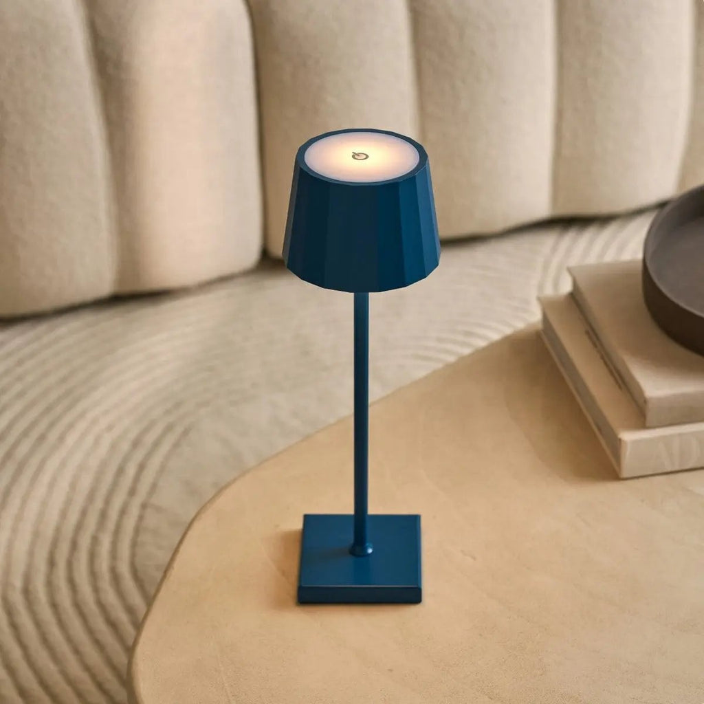 Wouter Delftware Blue Rechargeable Table Lamp | Wireless Charging & 120 - Hour Battery Life - LUXONAS HOME