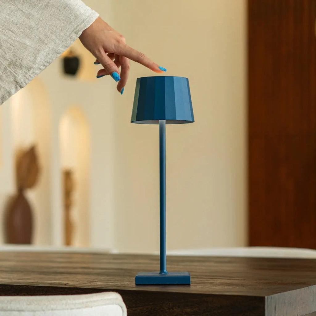 Wouter Delftware Blue Rechargeable Table Lamp | Wireless Charging & 120 - Hour Battery Life - LUXONAS HOME
