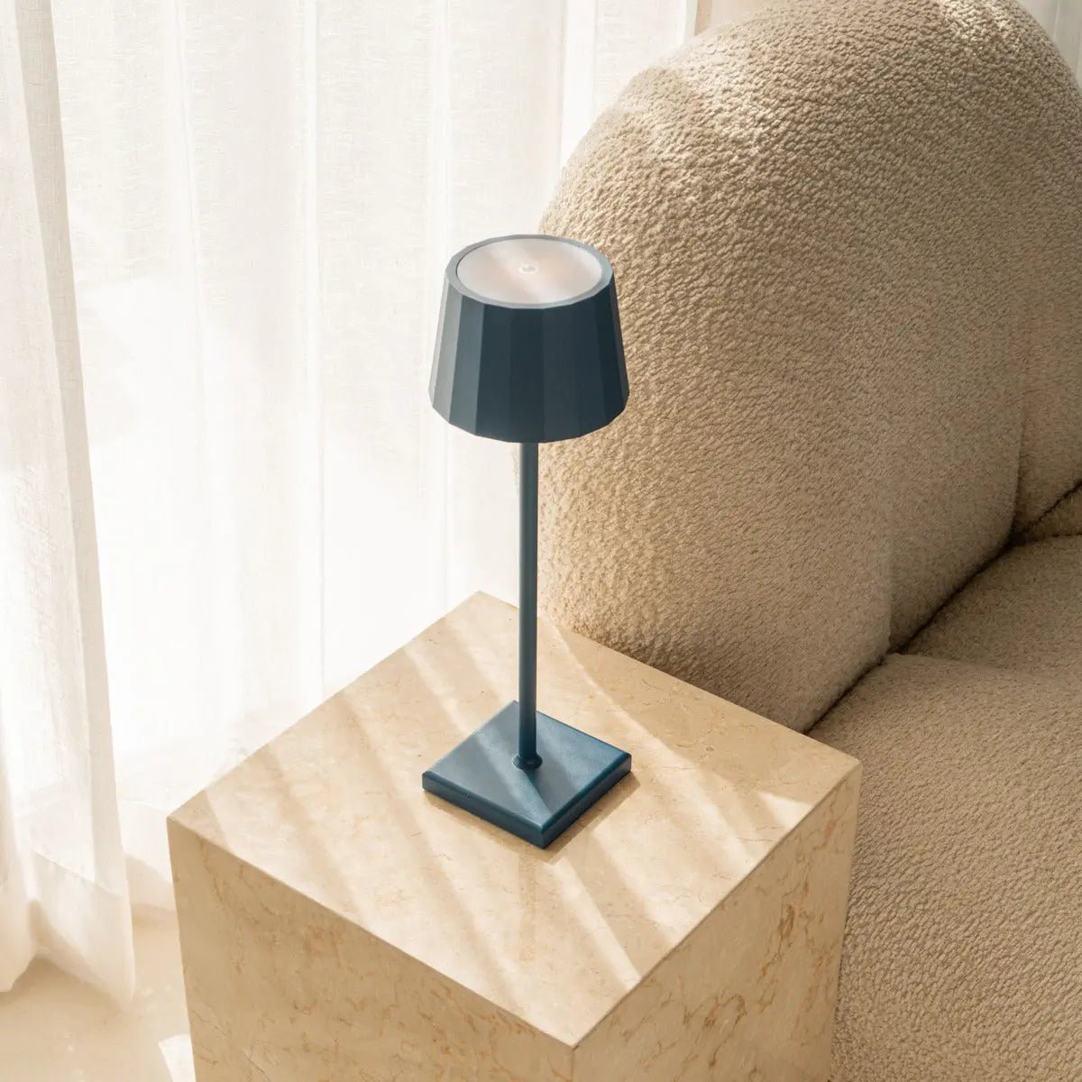 Wouter Delftware Blue Rechargeable Table Lamp | Wireless Charging & 120 - Hour Battery Life - LUXONAS HOME
