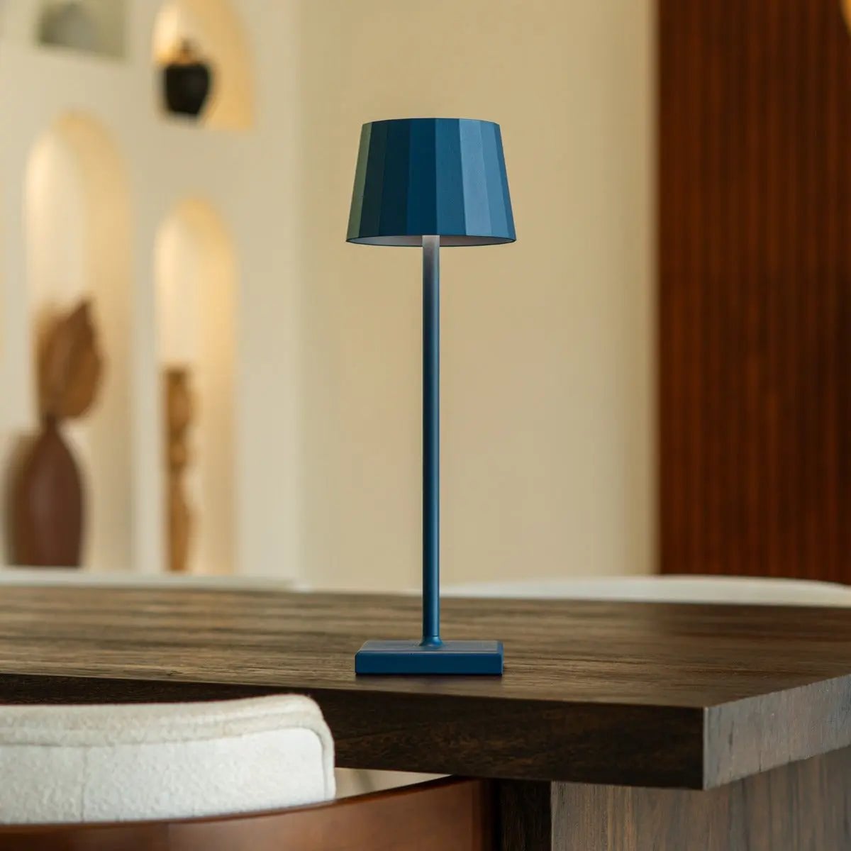 Wouter Delftware Blue Rechargeable Table Lamp | Wireless Charging & 120 - Hour Battery Life - LUXONAS HOME