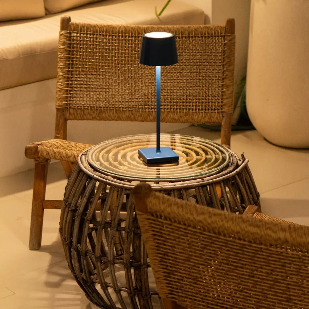 Wouter Delftware Blue Rechargeable Table Lamp | Wireless Charging & 120 - Hour Battery Life - LUXONAS HOME