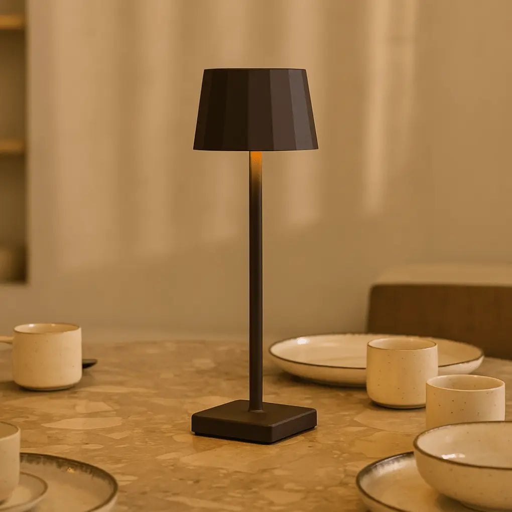 Wouter Mocha Brown Rechargeable Table Lamp | Wireless Charging & 120 - Hour Battery Life - LUXONAS HOME