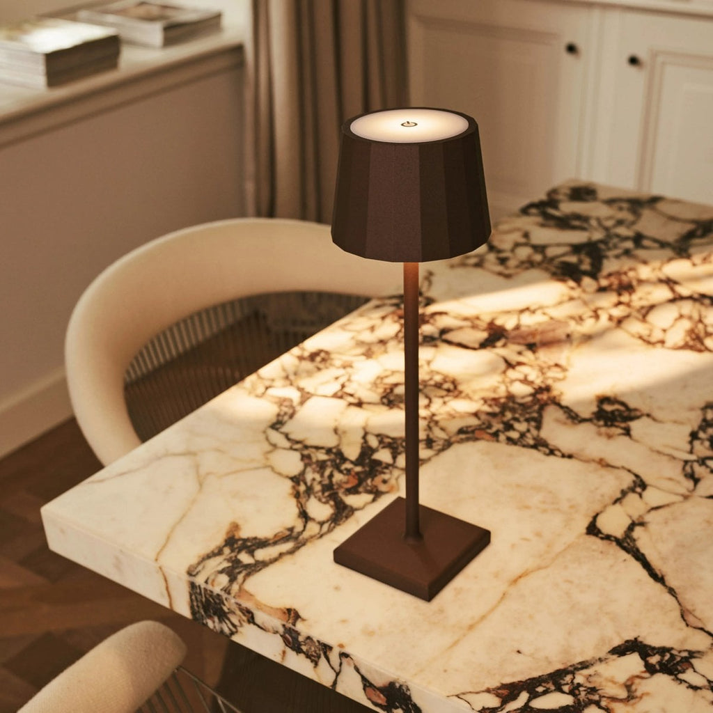 Wouter Mocha Brown Rechargeable Table Lamp | Wireless Charging & 120 - Hour Battery Life - LUXONAS HOME