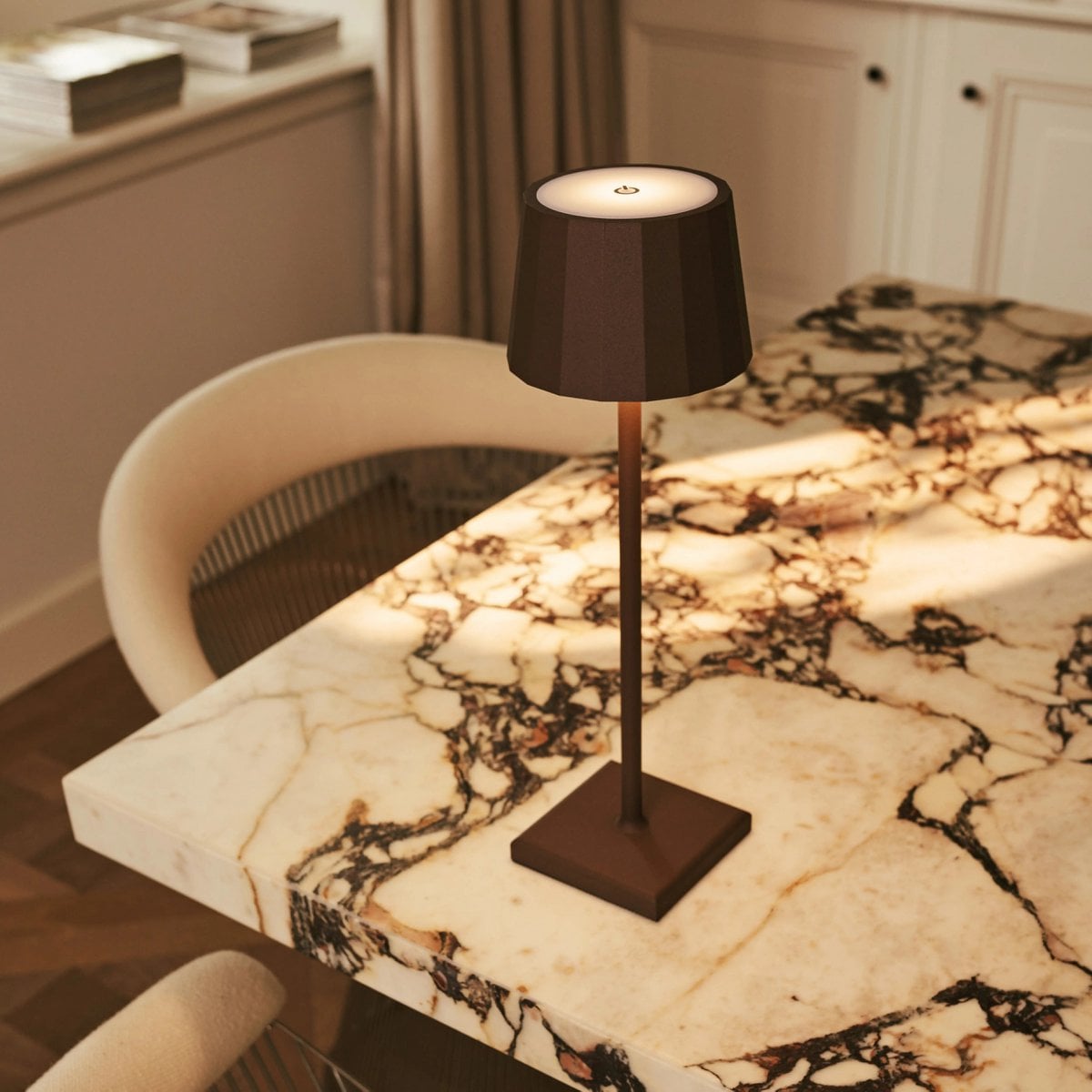 Wouter Mocha Brown Rechargeable Table Lamp | Wireless Charging & 120 - Hour Battery Life - LUXONAS HOME