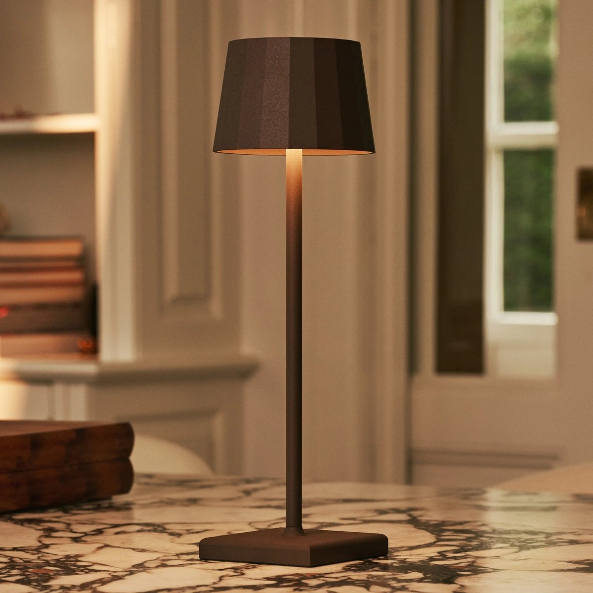 Wouter Mocha Brown Rechargeable Table Lamp | Wireless Charging & 120 - Hour Battery Life - LUXONAS HOME