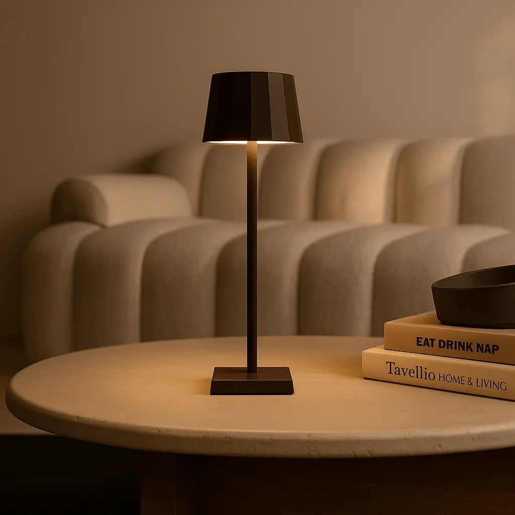 Wouter Mocha Brown Rechargeable Table Lamp | Wireless Charging & 120 - Hour Battery Life - LUXONAS HOME