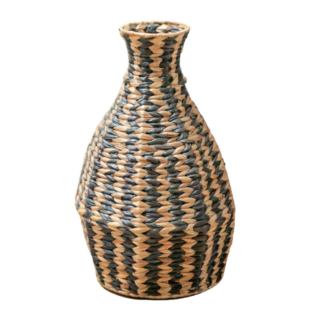 Woven Boho Vase DAYANA Black made from Water Hyacinth - LUXONAS HOME