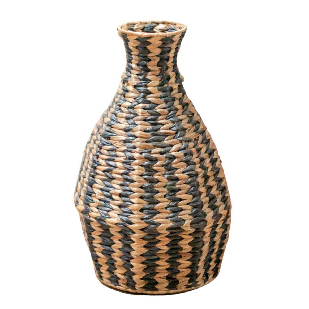 Woven Boho Vase DAYANA Black made from Water Hyacinth - LUXONAS HOME