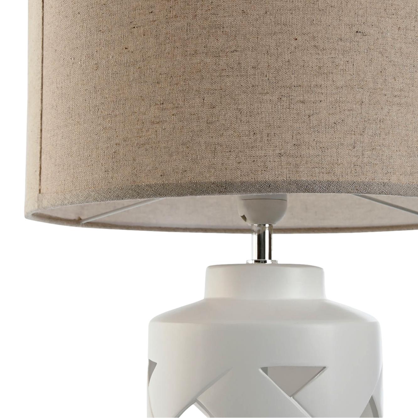 Woven Ceramic Lamp w/Linen Shade - LUXONAS