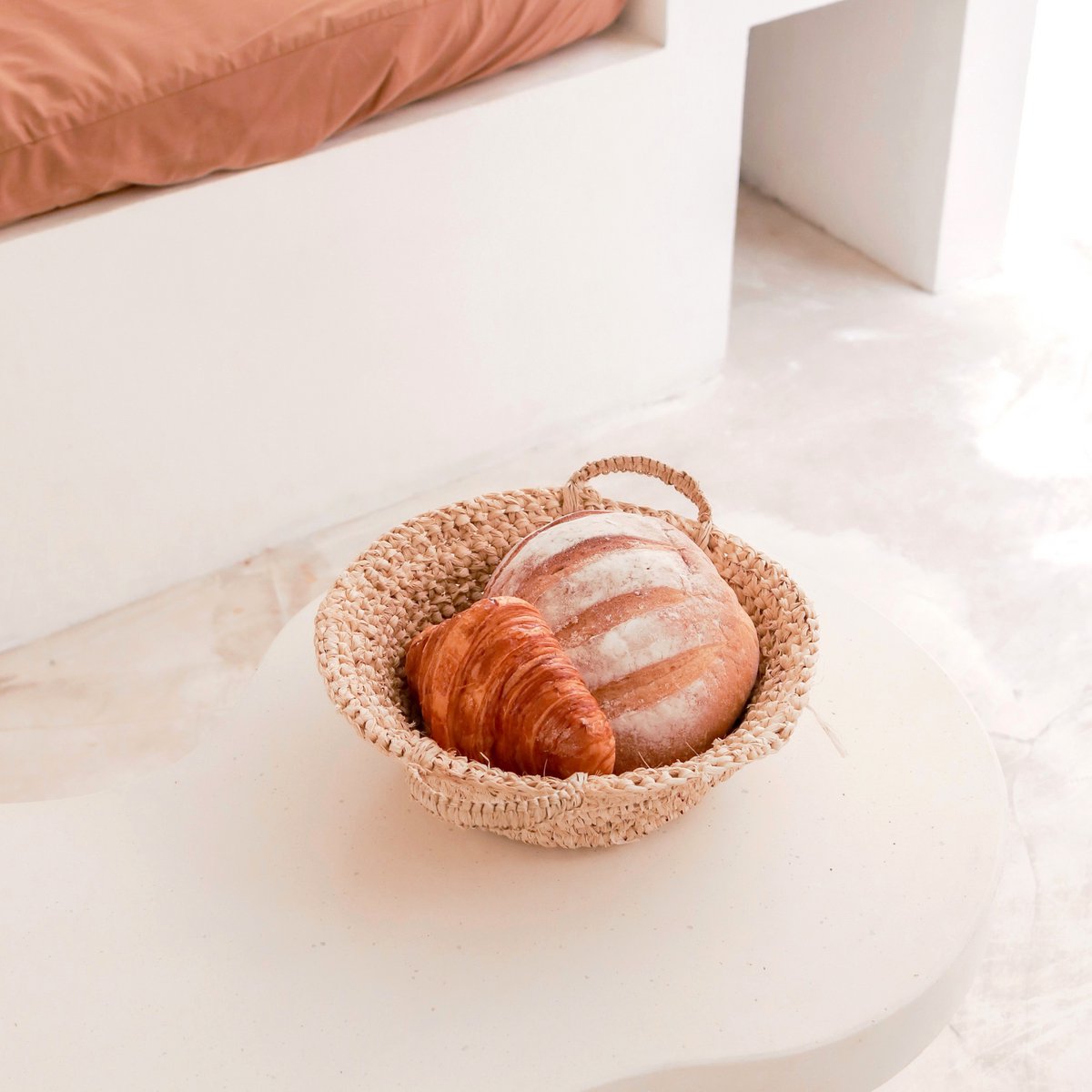 Woven Raffia Bowl | Fruit Bowl made from Light Natural Fibres | Bread Basket RAGA (2 sizes) - LUXONAS HOME