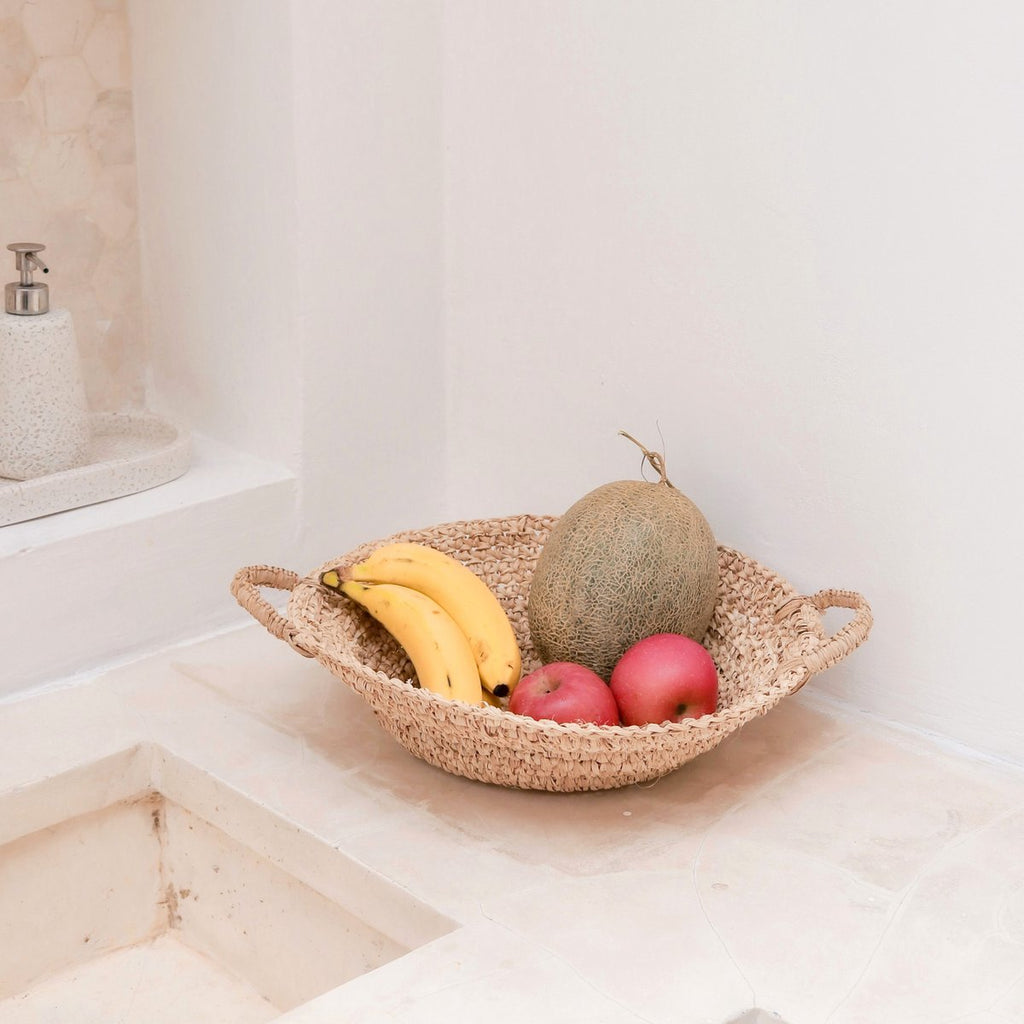 Woven Raffia Bowl | Fruit Bowl made from Light Natural Fibres | Bread Basket RAGA (2 sizes) - LUXONAS HOME