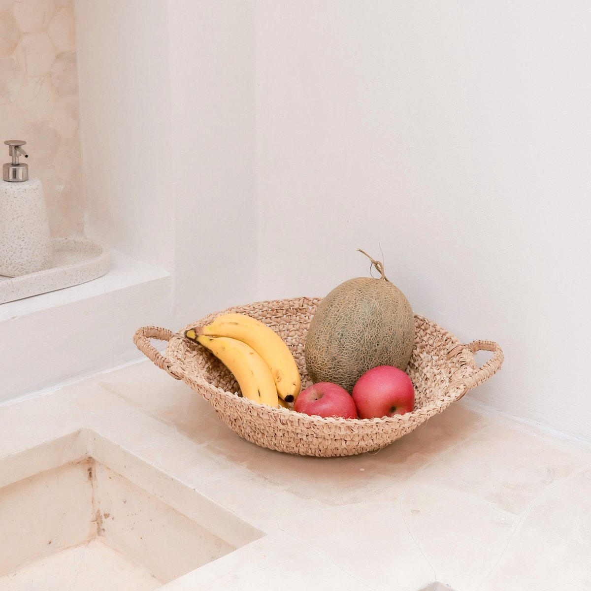 Woven Raffia Bowl | Fruit Bowl made from Light Natural Fibres | Bread Basket RAGA (2 sizes) - LUXONAS HOME