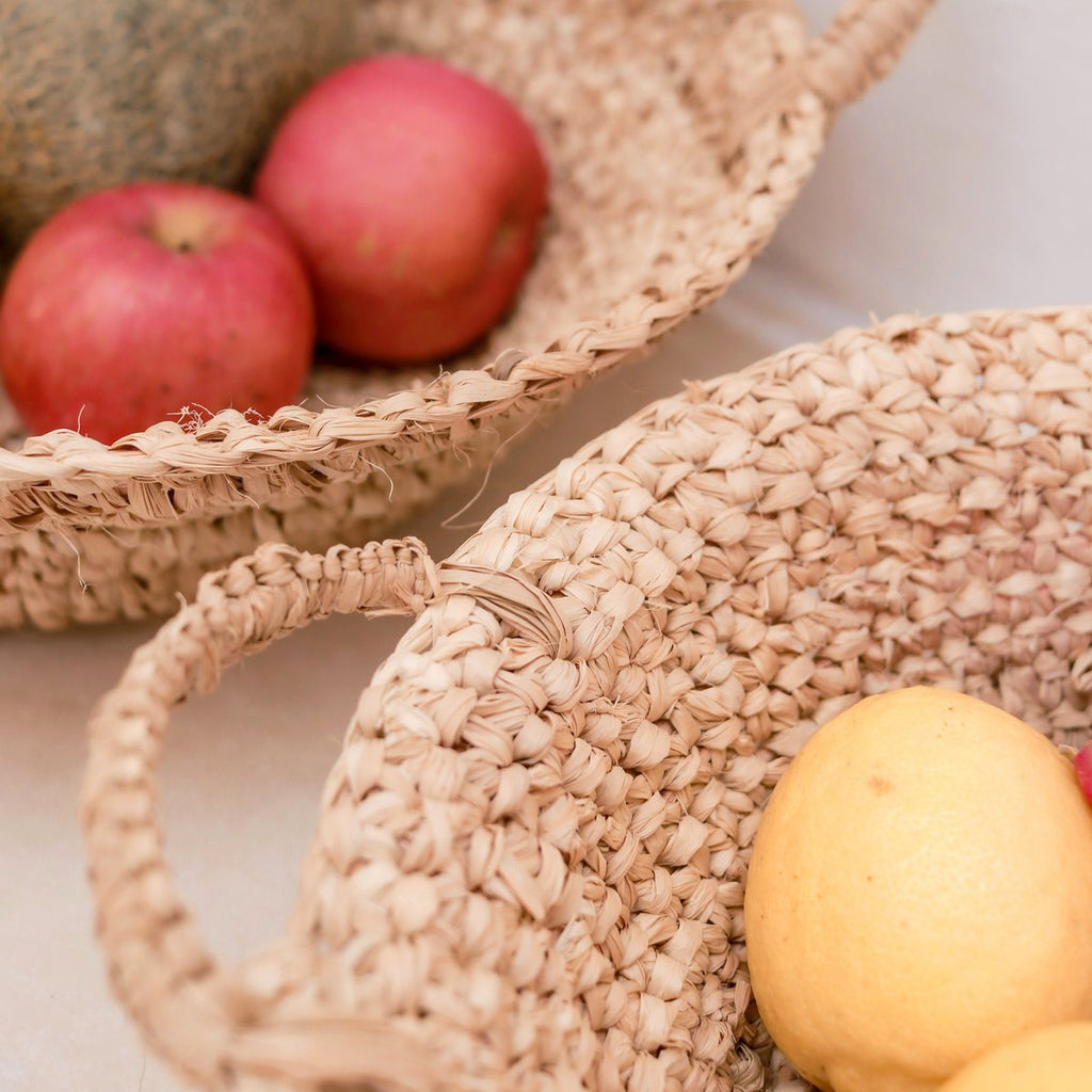 Woven Raffia Bowl | Fruit Bowl made from Light Natural Fibres | Bread Basket RAGA (2 sizes) - LUXONAS HOME