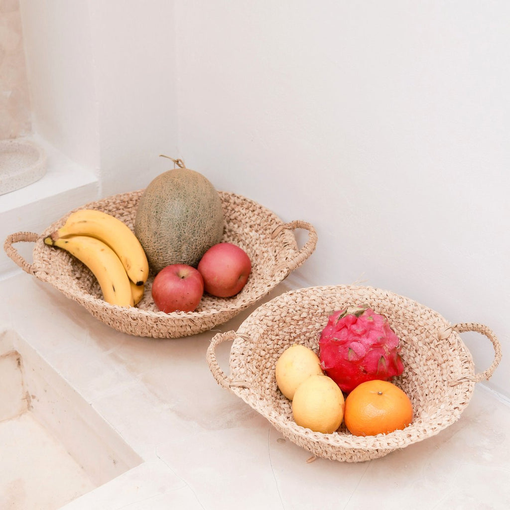 Woven Raffia Bowl | Fruit Bowl made from Light Natural Fibres | Bread Basket RAGA (2 sizes) - LUXONAS HOME
