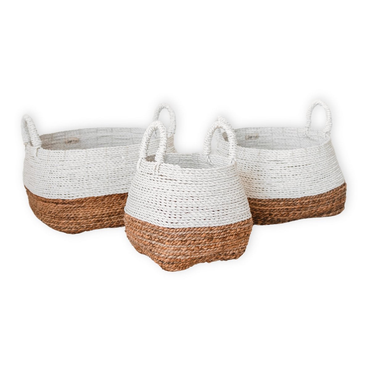 Woven Storage Basket White – Boho Decorative Basket – Square Laundry Basket – Shelf Basket Made of Banana Fibre MAJALENGKA White (3 sizes) - LUXONAS HOME