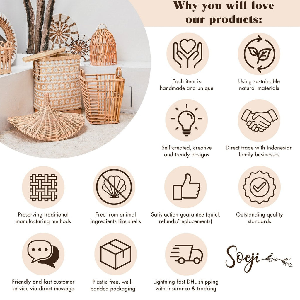 Woven Storage Basket White – Boho Decorative Basket – Square Laundry Basket – Shelf Basket Made of Banana Fibre MAJALENGKA White (3 sizes) - LUXONAS HOME