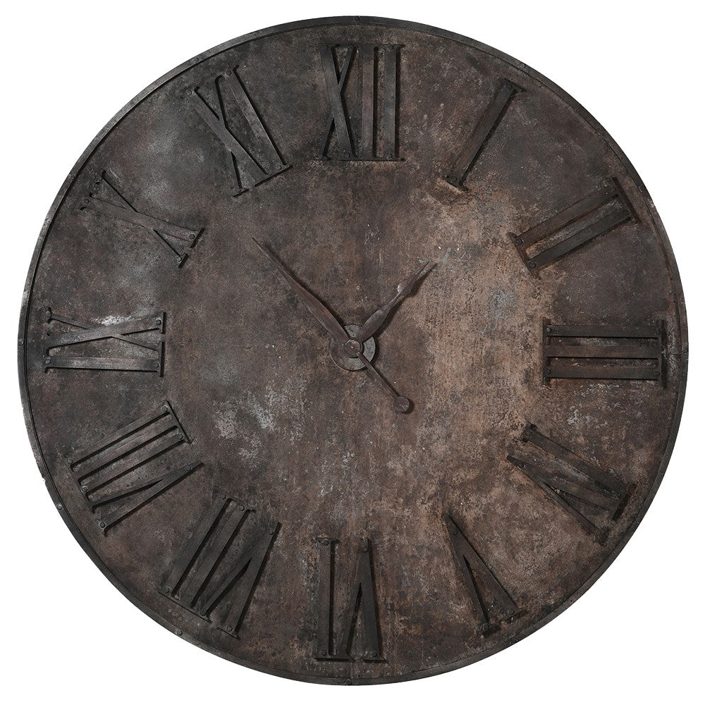 XLarge Aged Roman Numbers Metal Clock - LUXONAS