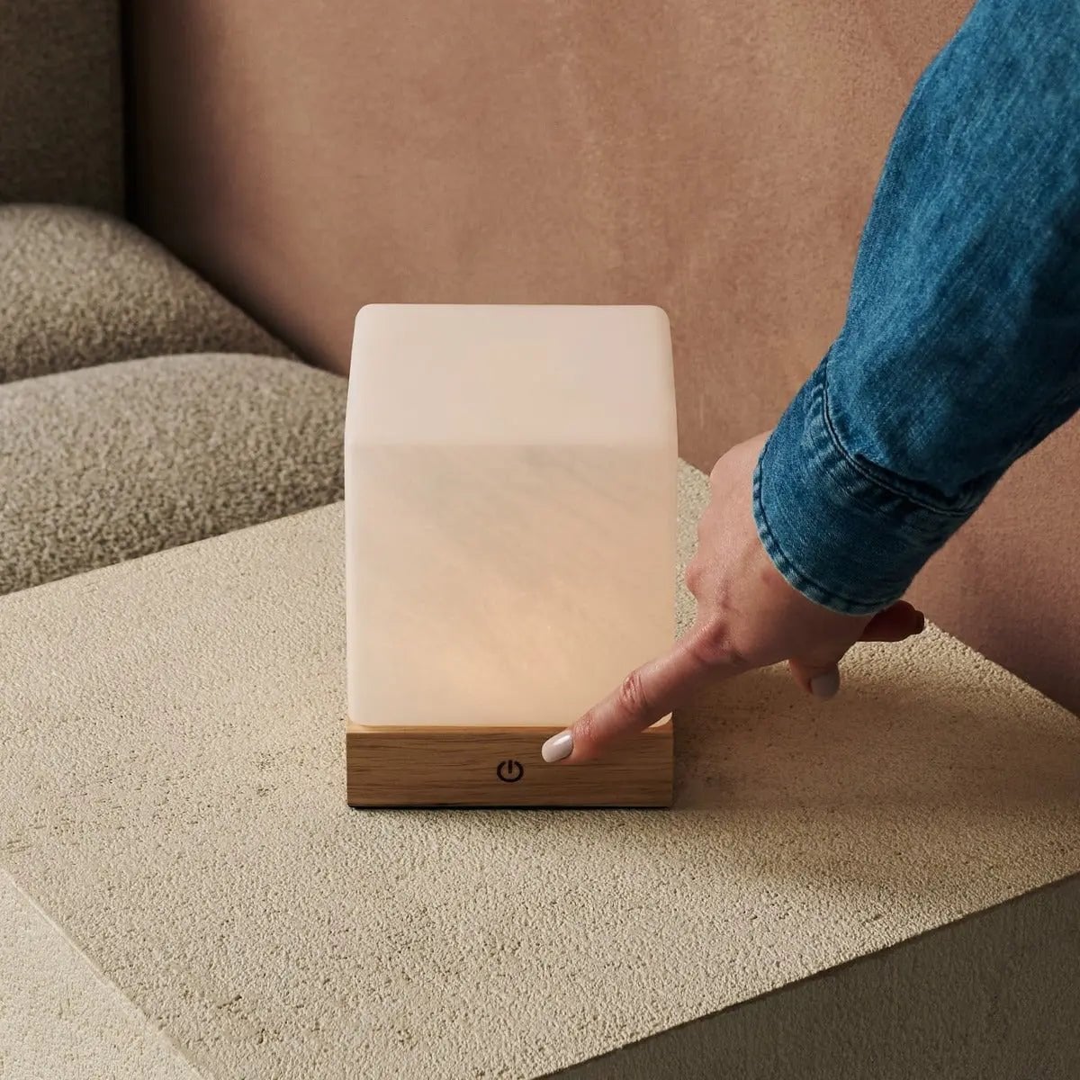 Yce Light Brown Cordless Wooden Lamp | Rechargeable, Dimmable & 100 - Hour Battery Life - LUXONAS HOME