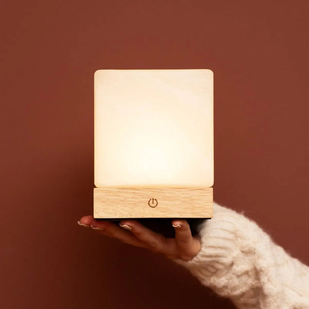 Yce Light Brown Cordless Wooden Lamp | Rechargeable, Dimmable & 100 - Hour Battery Life - LUXONAS HOME