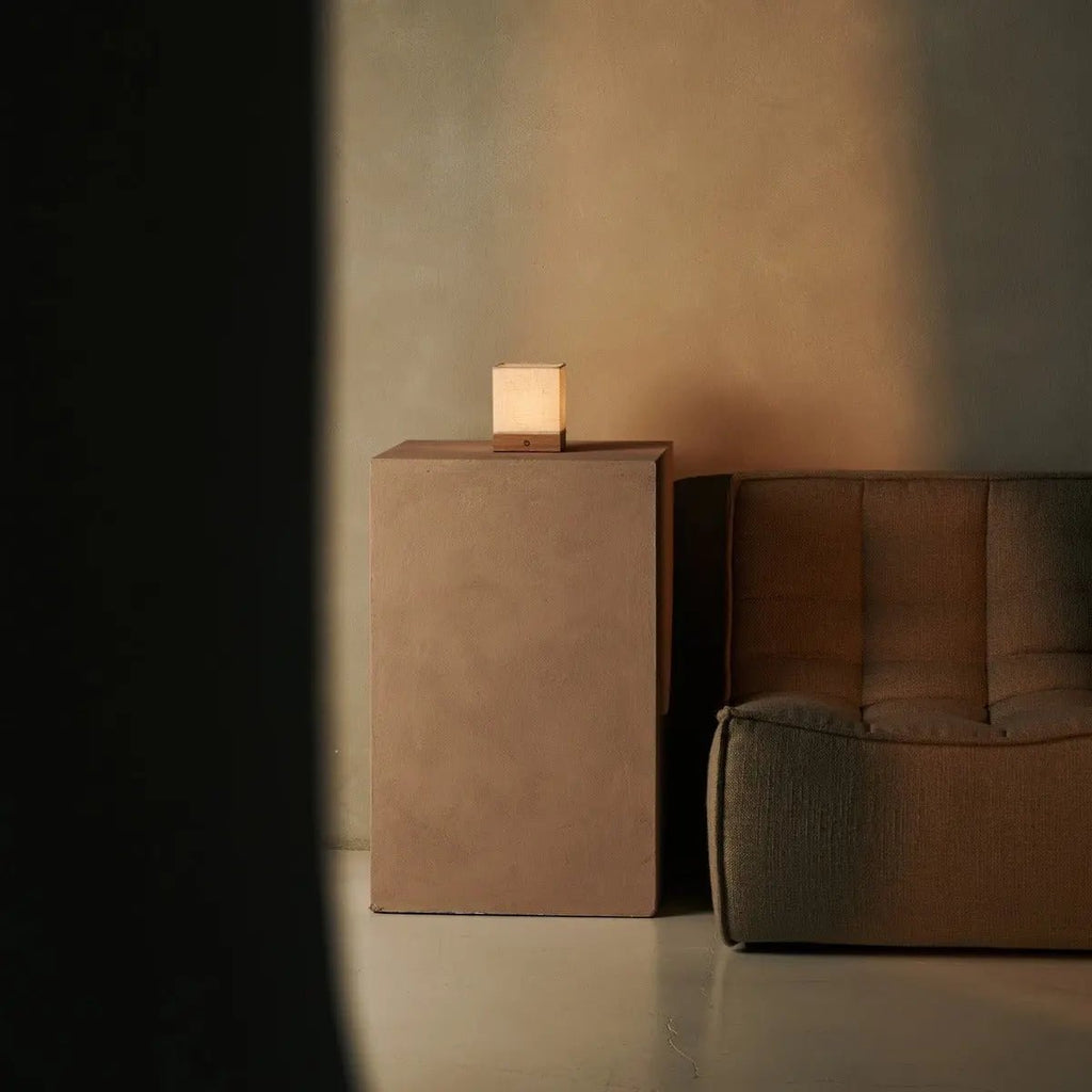 Zano Light Brown Wireless Lamp with Battery | Linen Blend, LED & Three Light Modes - LUXONAS HOME