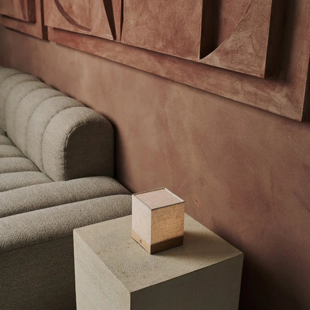 Zano Light Brown Wireless Lamp with Battery | Linen Blend, LED & Three Light Modes - LUXONAS HOME