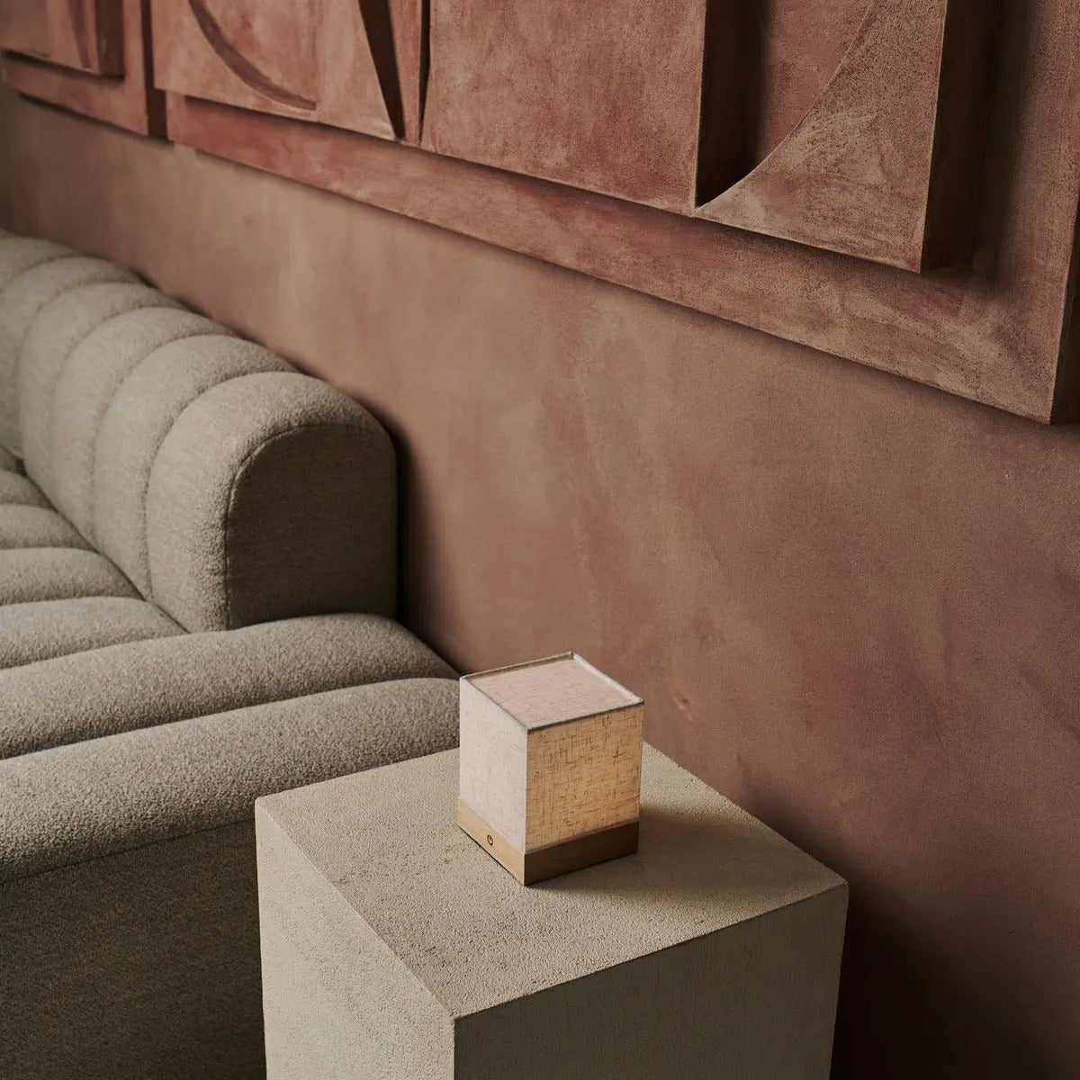 Zano Light Brown Wireless Lamp with Battery | Linen Blend, LED & Three Light Modes - LUXONAS HOME