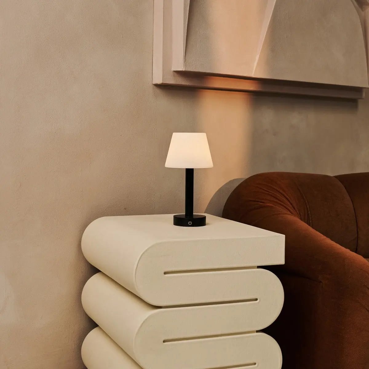 Zoë Black Wooden Rechargeable Table Lamp | Dimmable, USB - C & Up to 80 Hours of Battery Life - LUXONAS HOME