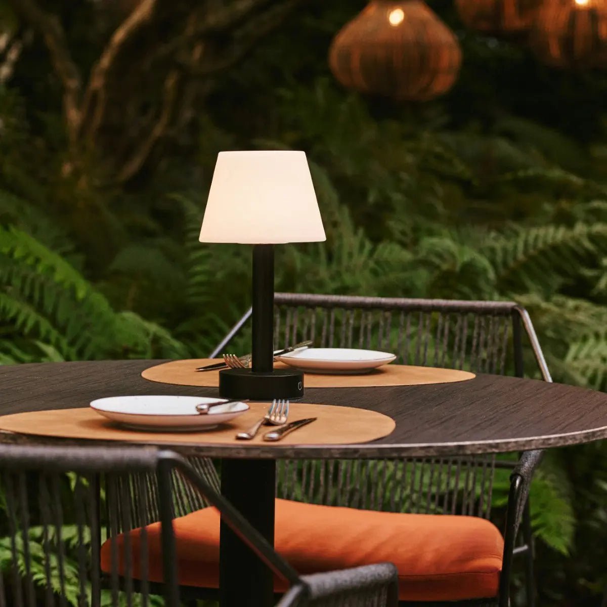 Zoë Black Wooden Rechargeable Table Lamp | Dimmable, USB - C & Up to 80 Hours of Battery Life - LUXONAS HOME